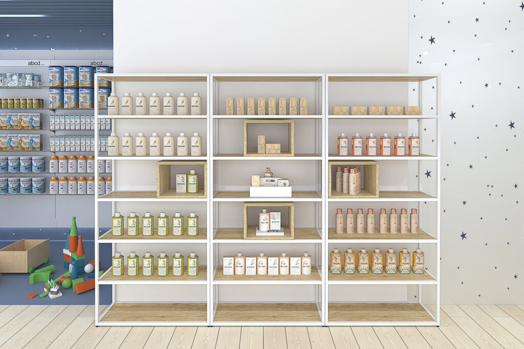 Estanterías de farmacia.